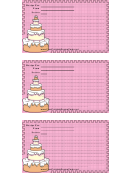 Cake 3x5 Lined Recipe Card Template