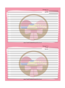 Easter Basket Pink 4x6 Recipe Card Template