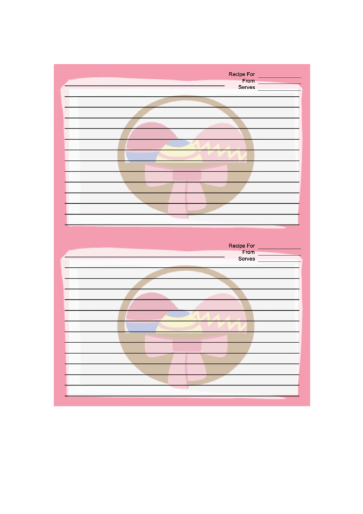 Easter Basket Pink 4x6 Recipe Card Template Printable pdf