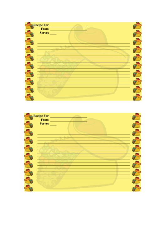 Mexican Lined 4x6 Recipe Card Template Printable pdf
