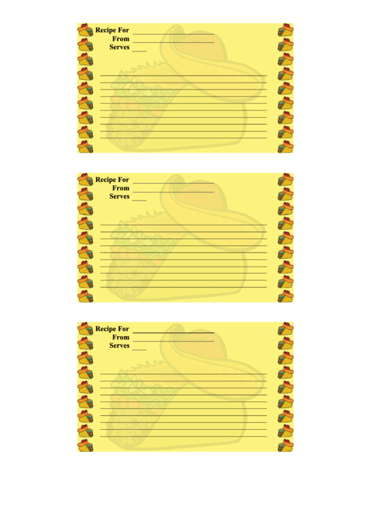 Mexican Lined 3x5 Recipe Card Template Printable pdf