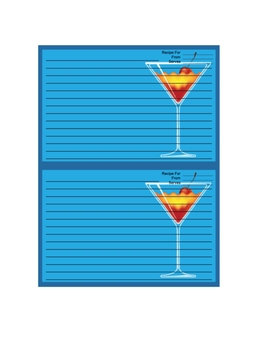 Cherry Martini Blue Recipe Card 4x6 Printable pdf