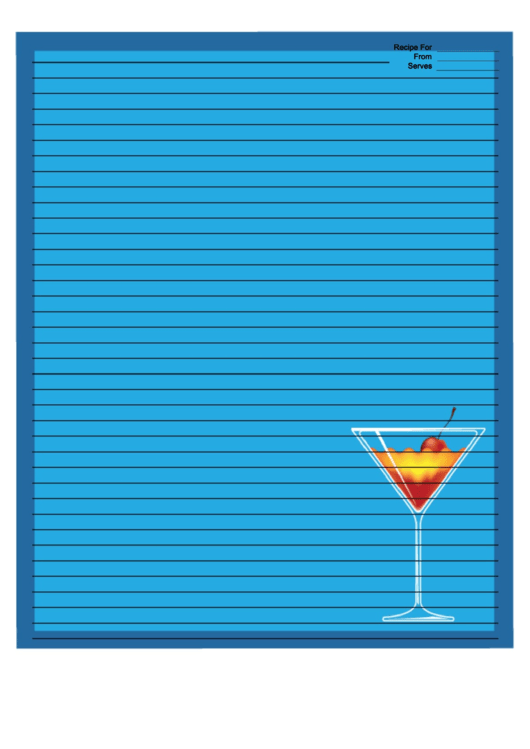 Cherry Martini Blue Recipe Card 8x10 Printable pdf