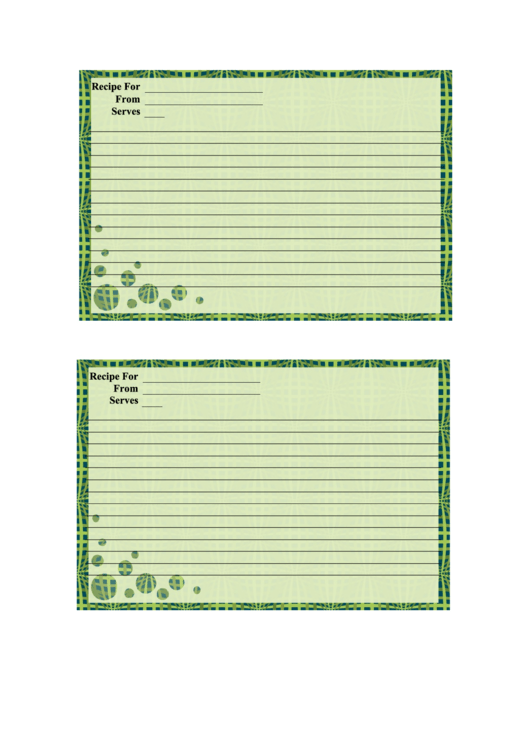 Green Recipe Card Template Printable pdf