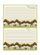 Brown White Mushrooms Green Recipe Card 4x6
