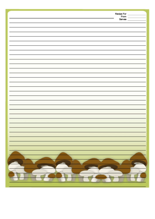 Brown White Mushrooms Green Recipe Card 8x10 Printable pdf