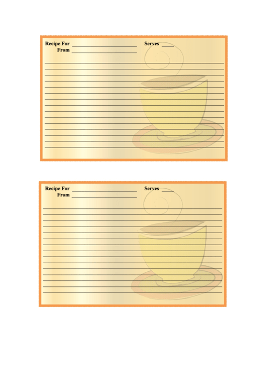 Teacup Recipe Card Template Printable pdf