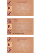 Alphabet - K 3x5 - Lined Recipe Card Template