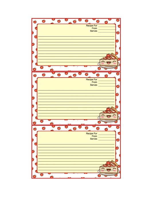 Kawaii Cheesecake Recipe Card Template Printable pdf