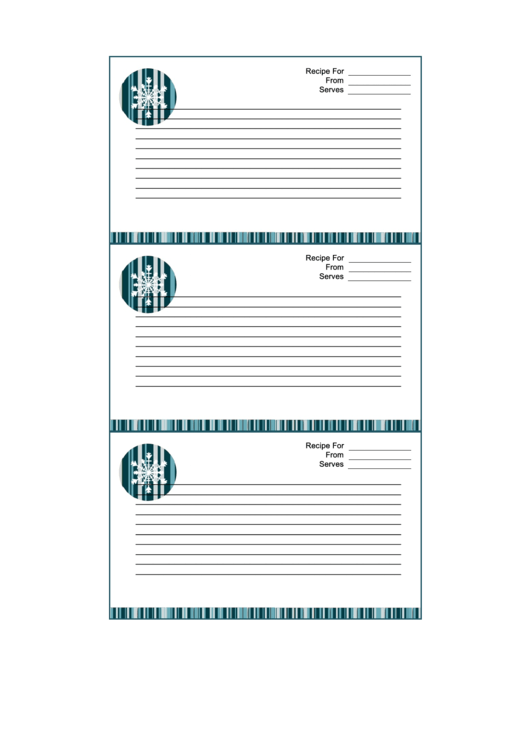 Winter Recipe Card Template 3x5 Printable pdf