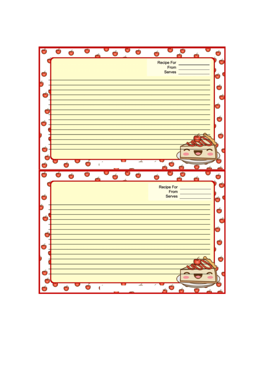 Kawaii Cheesecake Recipe Card 4x6 Printable pdf