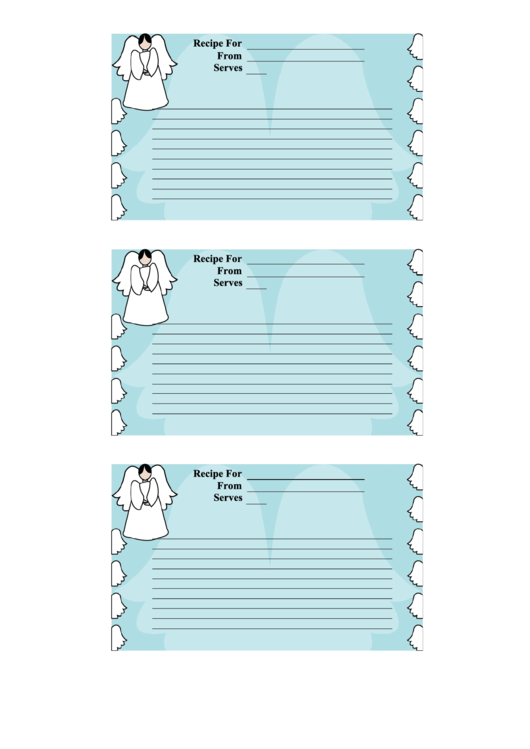 Angels - Lined 3x5 Recipe Card Template Printable pdf