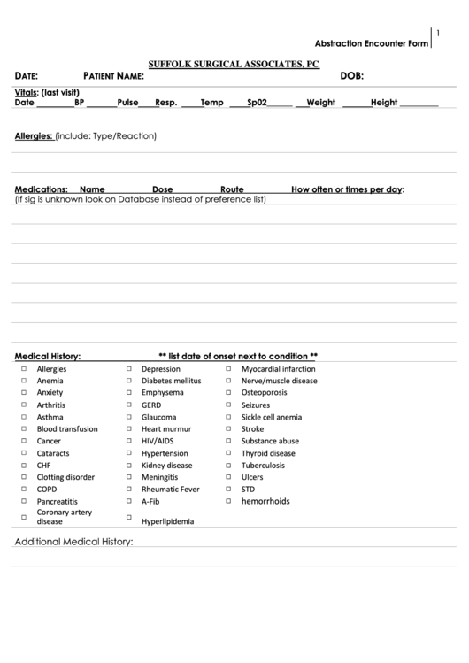 Abstraction Encounter Form Printable pdf