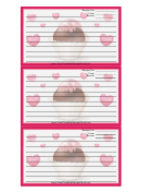 Valentines Bonbon Pink Recipe Card Template