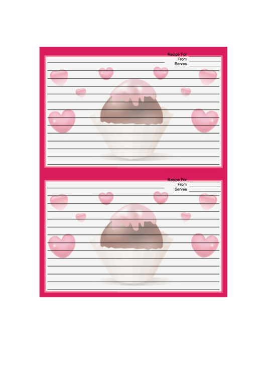 Valentines Bonbon 4x6 Pink Recipe Card Template Printable pdf