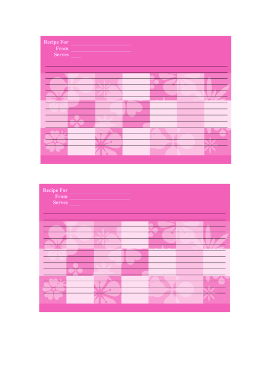 Pink Recipe Card Template