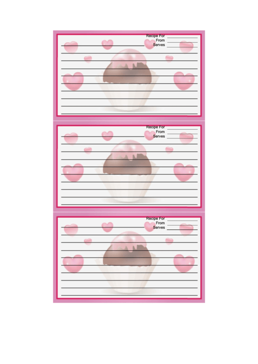 Valentines Bonbon Red Recipe Card Template Printable pdf