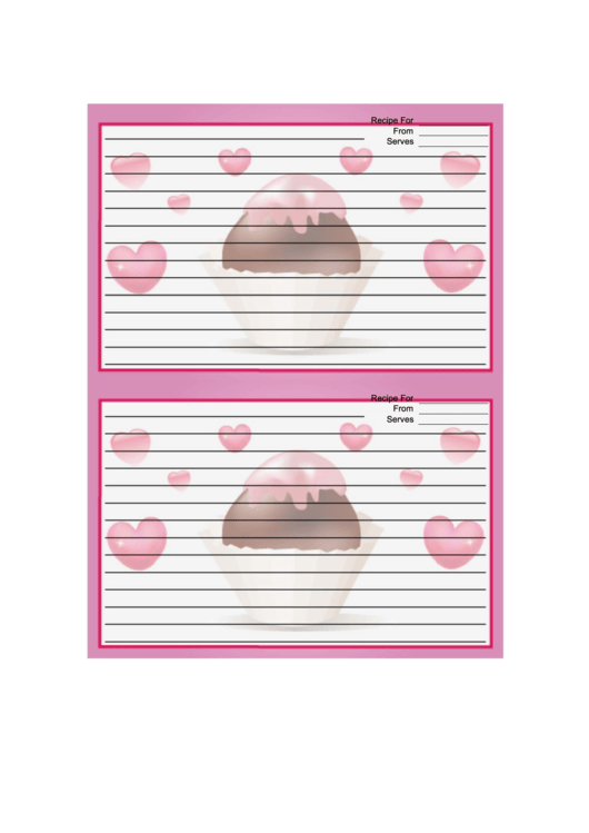 Valentines Bonbon 4x6 Red Recipe Card Template Printable pdf