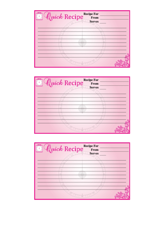 Quick Recipe Card Template Printable pdf