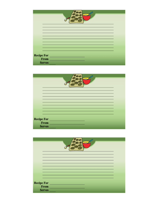 Cookie Lined 3x5 Recipe Card Template - Green Printable pdf