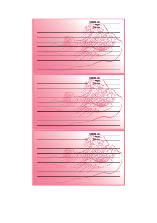 Pink Wave Recipe Card Template Printable pdf