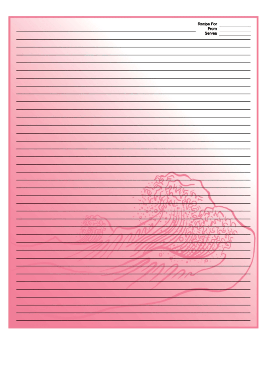 Pink Wave Recipe Card 8x10 Printable pdf