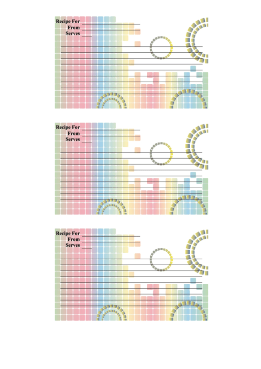 Rainbow Blocks Recipe Card Template Printable pdf