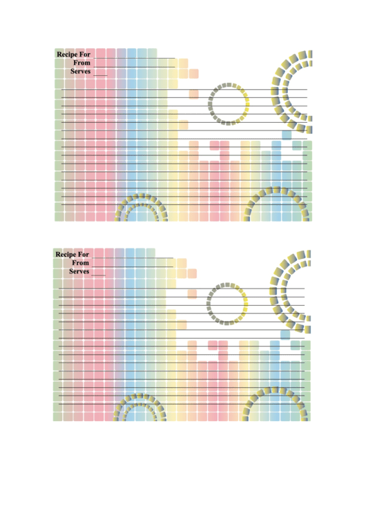 Rainbow Blocks Recipe Card Template Printable pdf