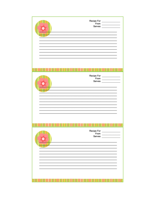 Spring Recipe Card Template 3x5 Printable pdf