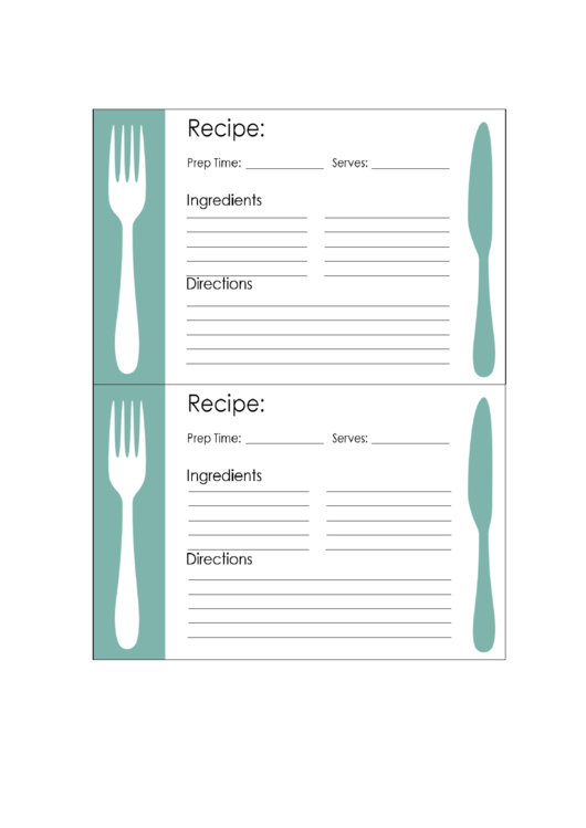 Inverted Recipe Card 4x6 Printable pdf