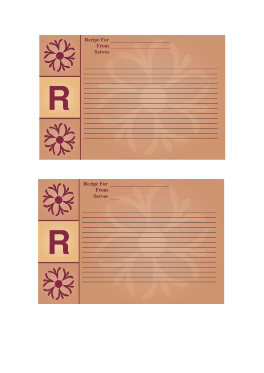 Alphabet - R 4x6 - Lined Recipe Card Template Printable pdf