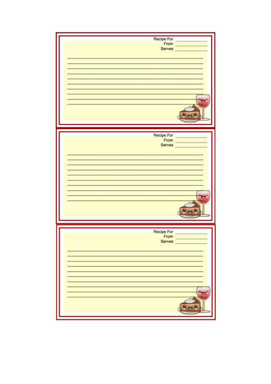 Kawaii Dessert Recipe Card Template Printable pdf