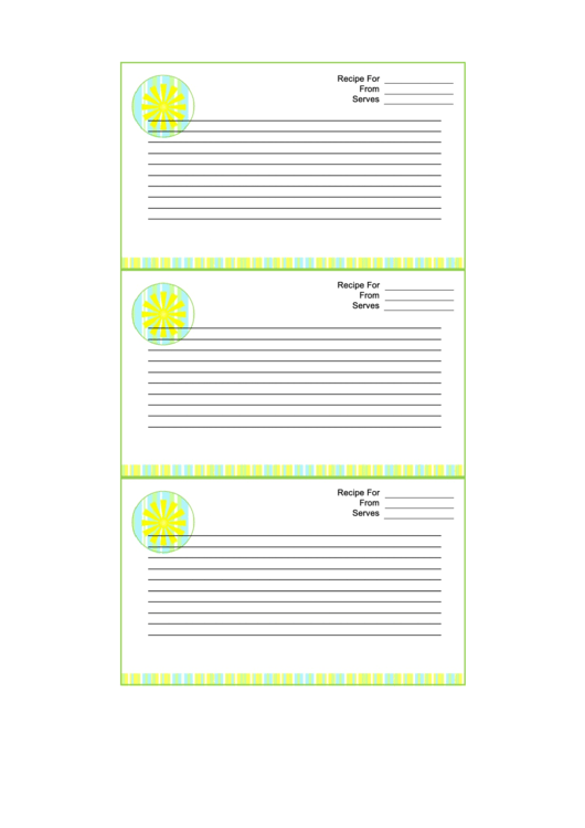 Summer Recipe Card Template 3x5 Printable pdf