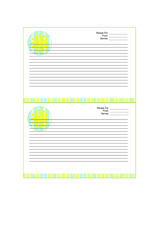 Summer Recipe Card 4x6 Printable pdf