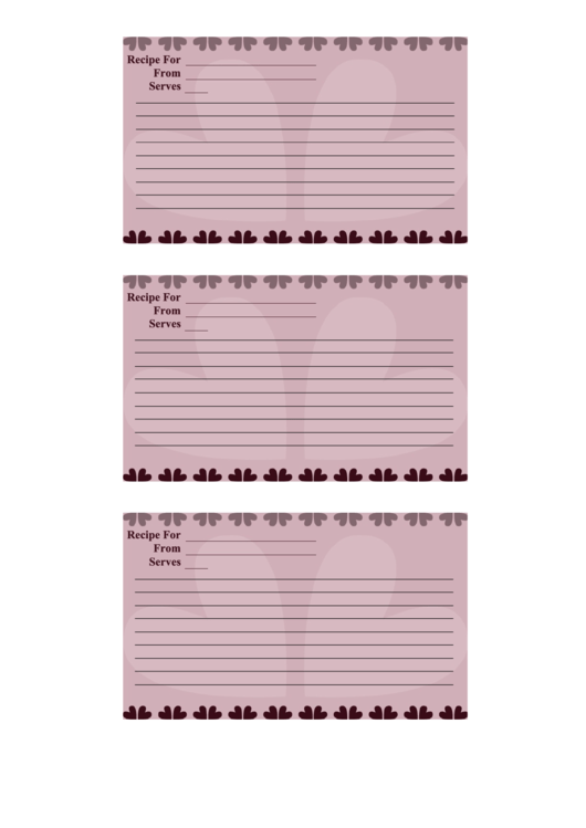 Valentine 3x5 Lined Recipe Card Template Printable pdf