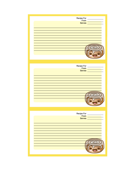 Kawaii Cinnamon Roll Recipe Card Template printable pdf download
