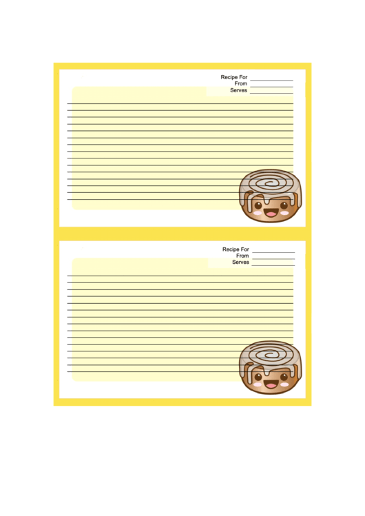 Kawaii Cinnamon Roll Recipe Card 4x6 Printable pdf