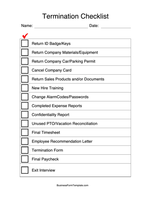 Termination Checklist Printable pdf