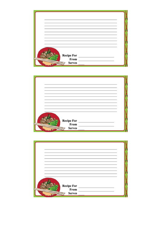Asian Lined 3x5 Recipe Card Template Printable pdf