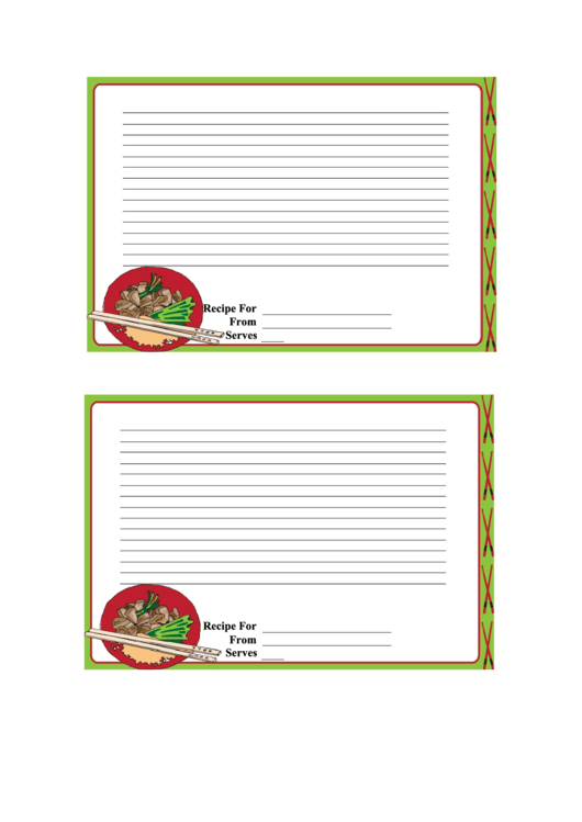 Asian Lined 4x6 Recipe Card Template Printable pdf