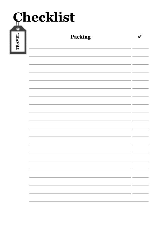 Travel Checklist Printable pdf