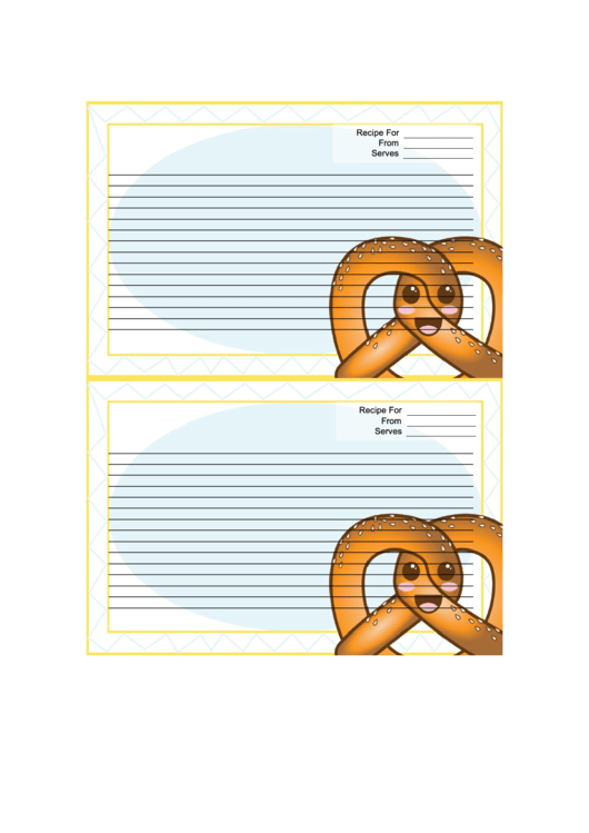 Kawaii Pretzel Recipe Card 4x6 Printable pdf