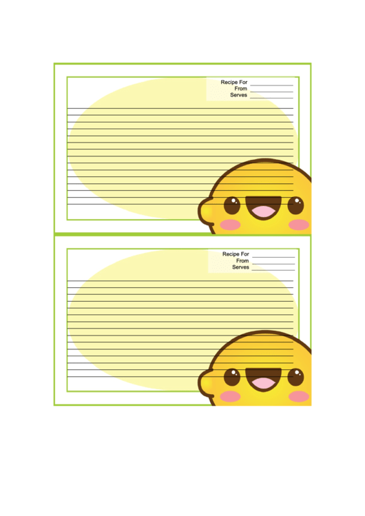 Kawaii Lemon Recipe Card 4x6