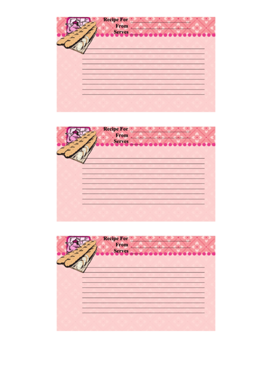 French Lined 3x5 Recipe Card Template Printable pdf