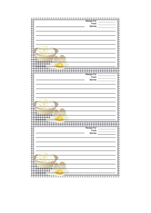 Eggs Black Gingham Recipe Card Template Printable pdf