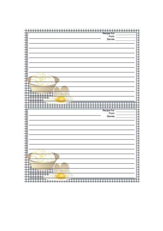 Eggs Black Gingham Recipe Card Template 4x6 Printable pdf