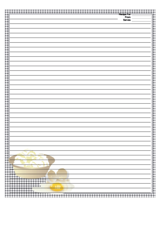 Eggs Black Gingham Recipe Card 8x10 Printable pdf