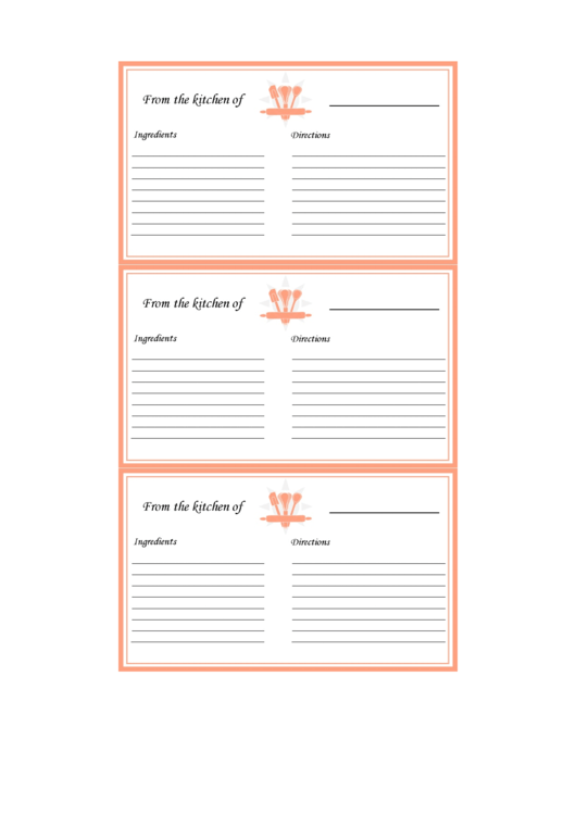 From The Kitchen Recipe Card Template Printable pdf