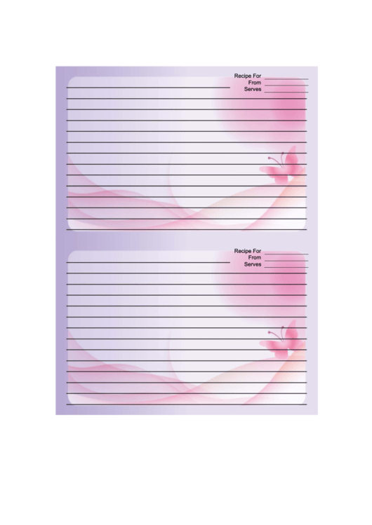 Purple Butterfly Recipe Card 4x6 Printable pdf