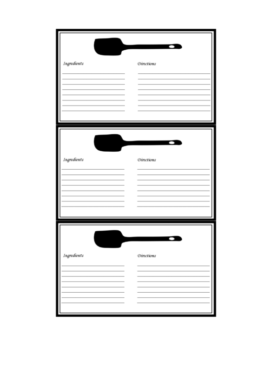 Black And White Recipe Card 3x5 Template Printable pdf